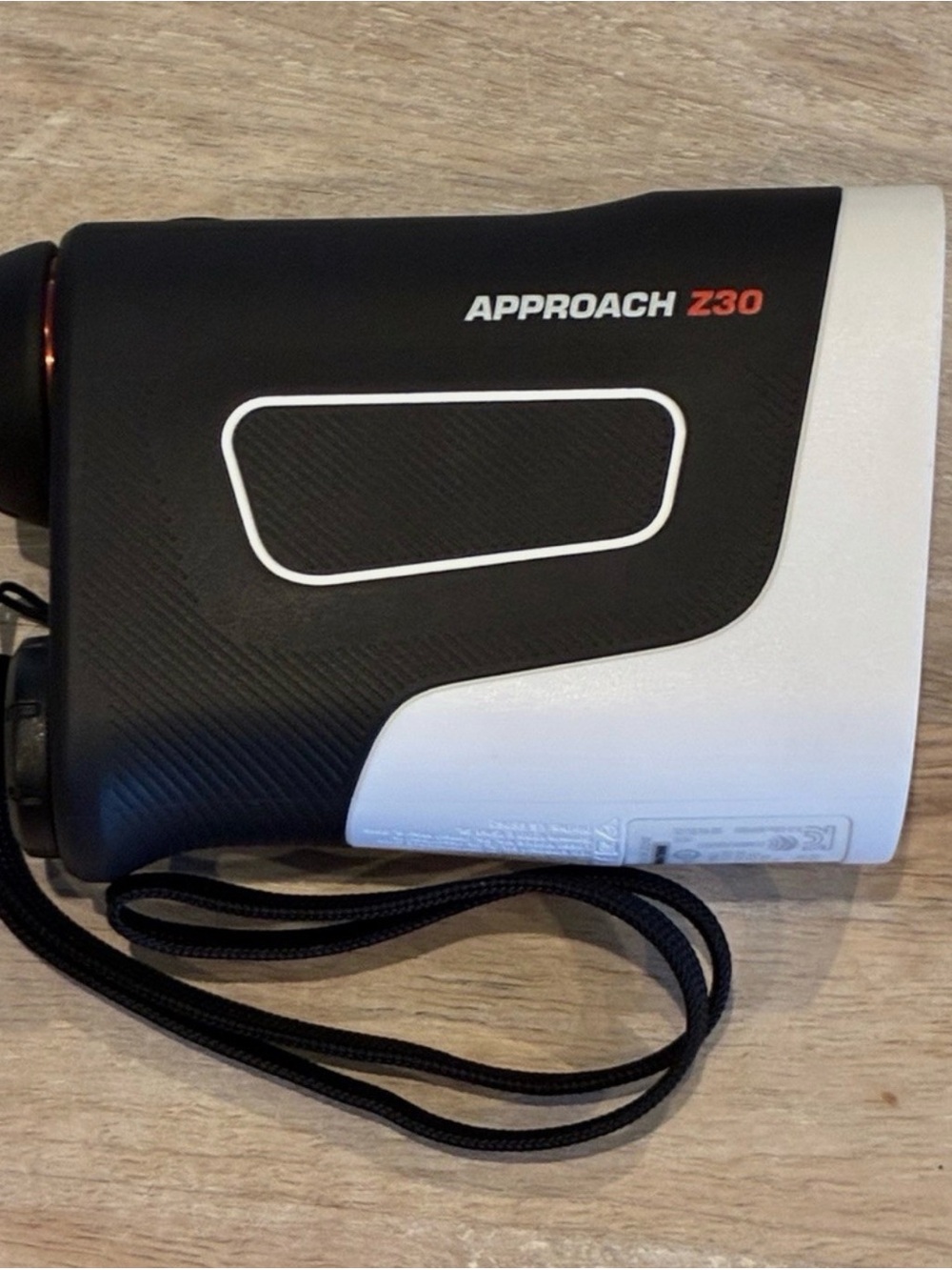 garmin Approach Z30 Golf Rangefinder in Black & White with Wrist Strap